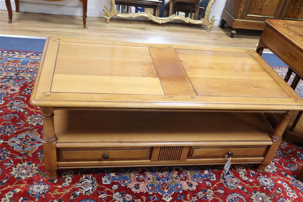 A cherry two tier coffee table, width 120cm, depth 60cm, height 46cm